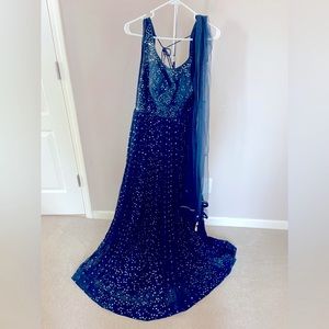 Beautiful Dark Blue Anarkali with gold detailed work only worn once.